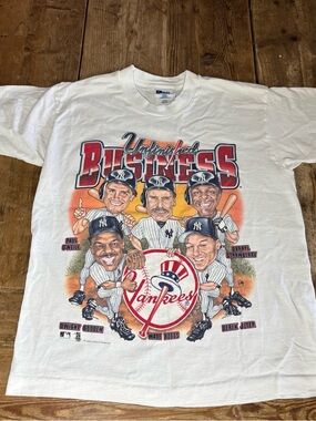Vintage 90s New York Yankees Caricature Shirt Youth Large Pro Player USA